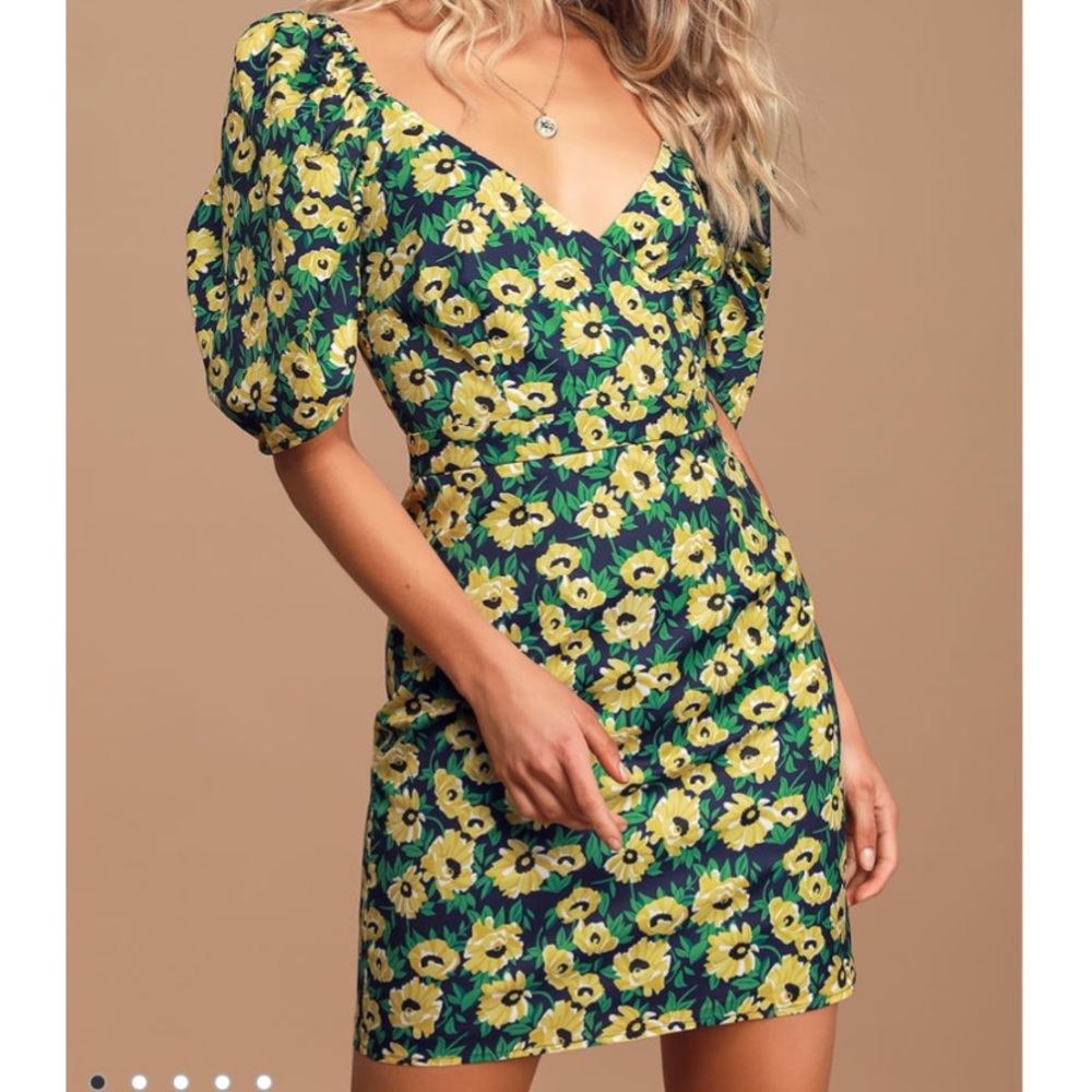 Floral Inclusive Puff Sleeve Mini Dress